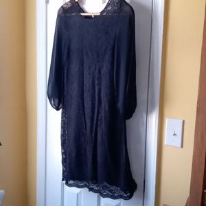 Charming Charlie size small black lace dress W/ exposed back zipper